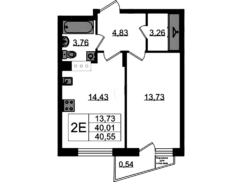 1-комнатная квартира 40.55 м², 8/11 эт., ЖК «VEREN NORT Сертолово»